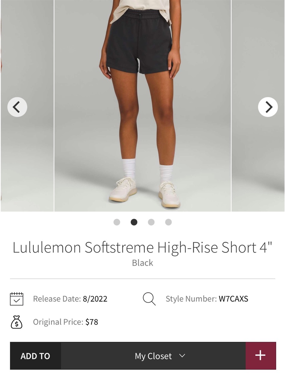 lululemon athletica Softstreme High-Rise 4" Shorts - Black